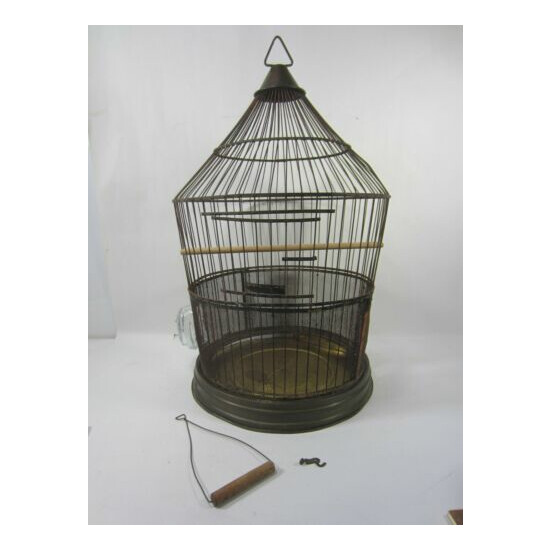 Vintage Hendryx Brass Pointed Top Bird Cage for Decor Use image {1}