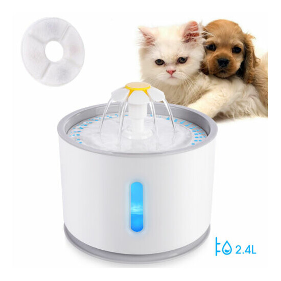 Cat Water Fountain 2.4L LED Pet Fountain Automatic Drinking Water Dispenser image {2}