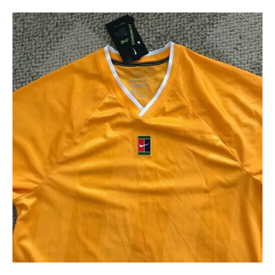 Men's Nike Court Breathe Slam Crew Tennis Shirt Sundial Yellow Sz XL CK9799-717 image {3}