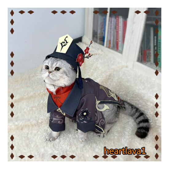 Genshin Impact Hu Tao Cat Hat Clothes Dog Pet Cosplay Costume Dress up Cloth image {1}