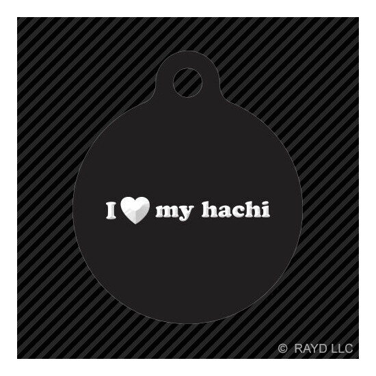 I Love my Hachi Keychain Round with Tab dog engraved many colors hachiroku AE86 image {1}