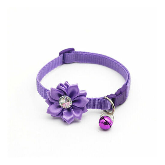 New Colorful Pet Collar Necklace Crystal Folwer and Bell Decoration Adjustable image {2}