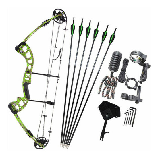 Compound Bow Carbon Arrows Set 30-55lbs Adjustable Archery Bow Shooting Hunting Thumb {3}