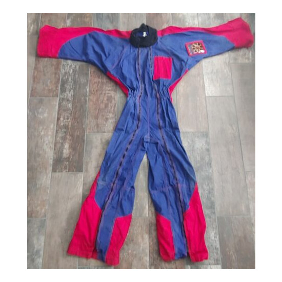 Vintage Sky Diving Coveralls/Jumpsuit Blue/Red- Starmaker by Strong w/SC Patch Thumb {1}