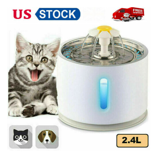 2.4L Electric Automatic Pet Dog Cat Water Fountain Caring Water Dispenser Silent image {1}