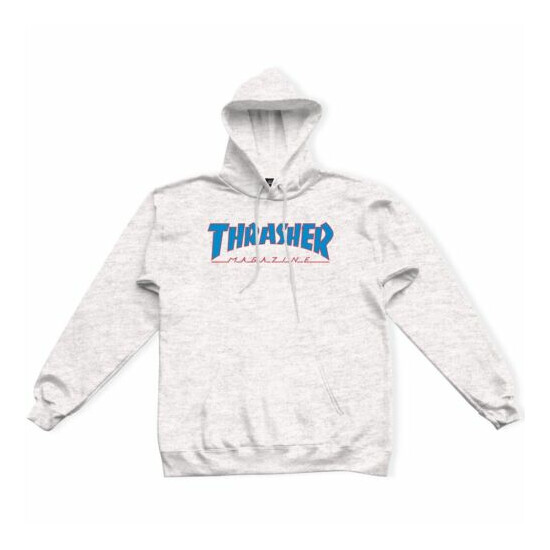 Thrasher Magazine OUTLINED MAG LOGO PULLOVER Skateboard Hoodie ASH GRAY SMALL image {1}