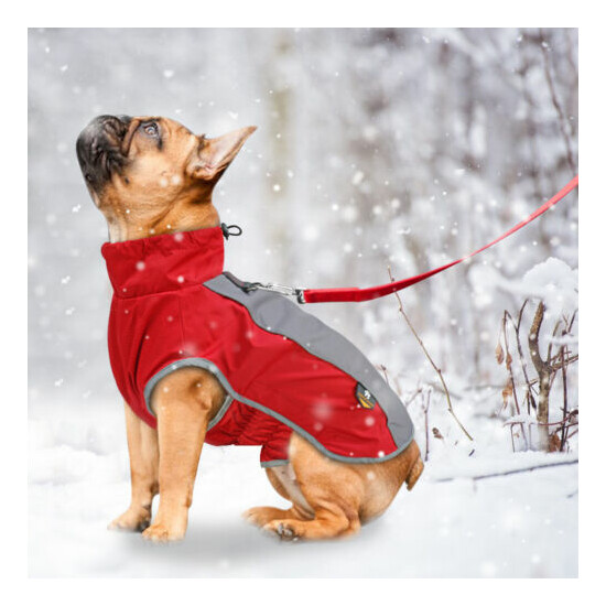 Waterproof Dog Coats Winter Warm Soft Fleece Dog Jacket Reflective Clothes Red image {3}