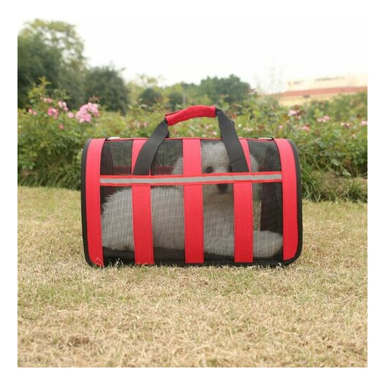 Perfect Red Pet Carrier Travel Breathable Mesh Cat Dog Foldable Transport Case image {5}