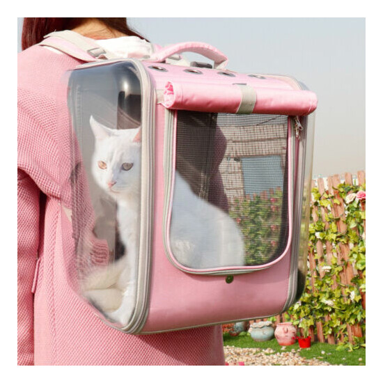 Pet Carrier for Cats Airline Approved Large Bag Backpack Soft Sided Pink Mesh image {2}
