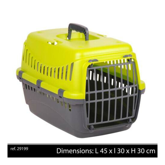 Plastic Pet Cat Dog Carrier Travel Basket Cage Outdoor Medium Pink Green Silver image {4}