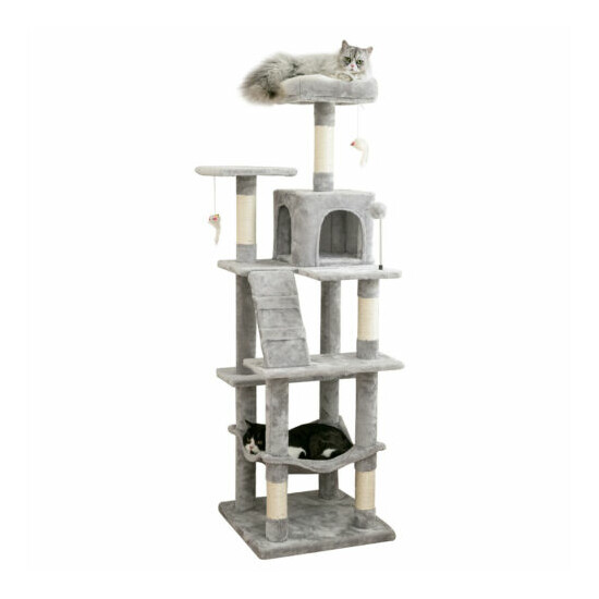 63.8" Cat Tree for Large Cat Tower Condo Scratching Post Pet Kitty Play House image {2}
