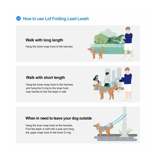 Lof Folding 10ft to 5.5ft Durable dog Leash (Length adjustable) image {3}