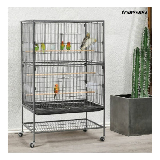 52-inch Wrought Iron Standing Large Flight King Bird Cage for Cockatiels, New image {1}