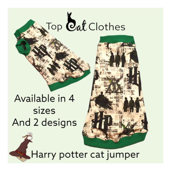 Magic potter cat jumper- Sphynx Cat Top, Devon Rex, Peterbald, Pet Cat Clothes image {1}