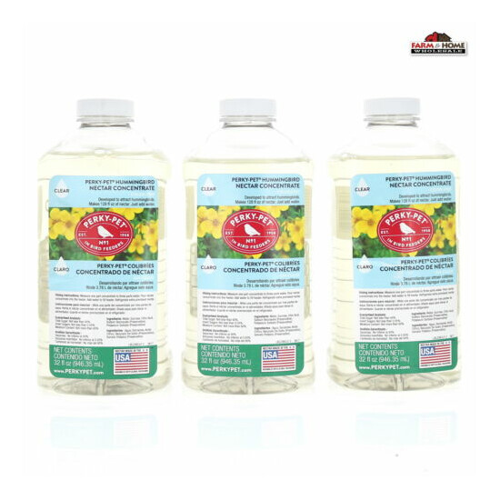 (3) Hummingbird Food Nectar Concentrate Liquid Clear 32oz ~ New image {1}