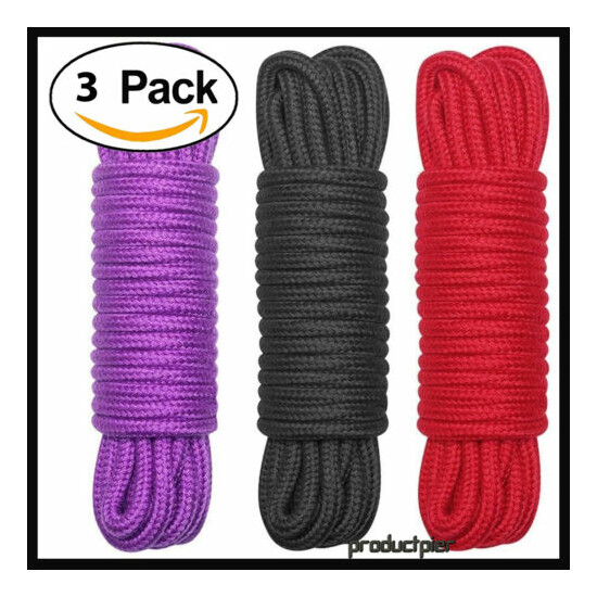 3 Pack All-Purpose Cotton Rope Soft & Sturdy for Indoor & Outdoor Use 32F 1/3" image {1}