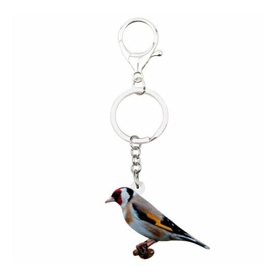 Acrylic Goldfinch Bird Keychain Ring  image {1}