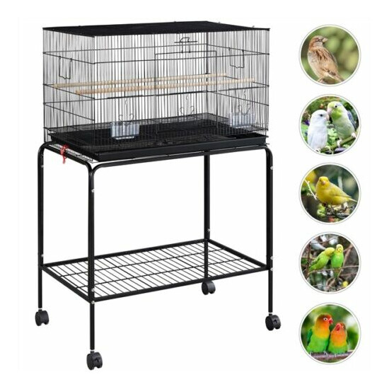 Flight Bird Cage for Parakeet Budgie Finch Lovebird w/ Detachable Stand&Wheels image {3}