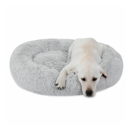 Fur Donut Cuddler Dogs Cats Bed Dog Beds Pet Calming Soft Warmer Dogs Cats Bed image {2}