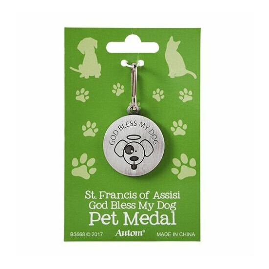 God Bless My Dog St. Francis Pet Medal Double Sided image {2}