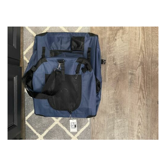 Prutapet large cat carrier.24x16.5x16 with liter box and collapsible bowl. Blue  image {1}