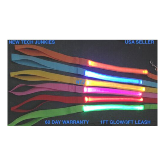 RECHARGEABLE 4FT GLOW LIGHT LEASH (1FT LED) LEAD FOR dog pet night safety flash image {4}