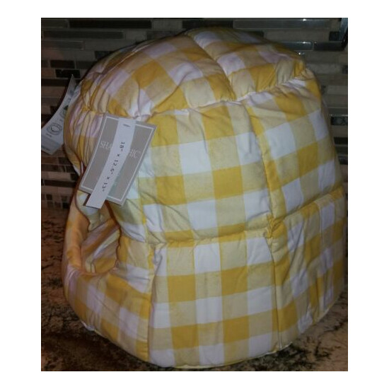 SHABBY CHIC Yellow Gingham Patch Micromink Plush Cat Hut / Bed ~ NEW NWT image {6}