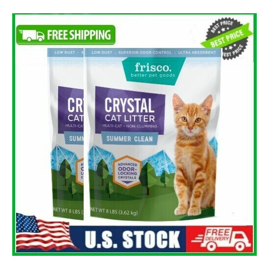 2 Bags Crystals Premium Scented Cat Litter Non-Clumping Crystal Cat Litter- 8 lb image {1}