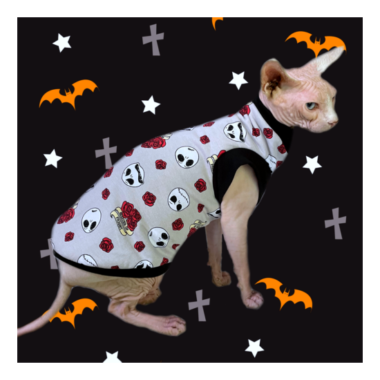 Sphynx Cat Shirt Master of Fright Clothes Clothing Cotton Coat Vest Jumper Top image {1}