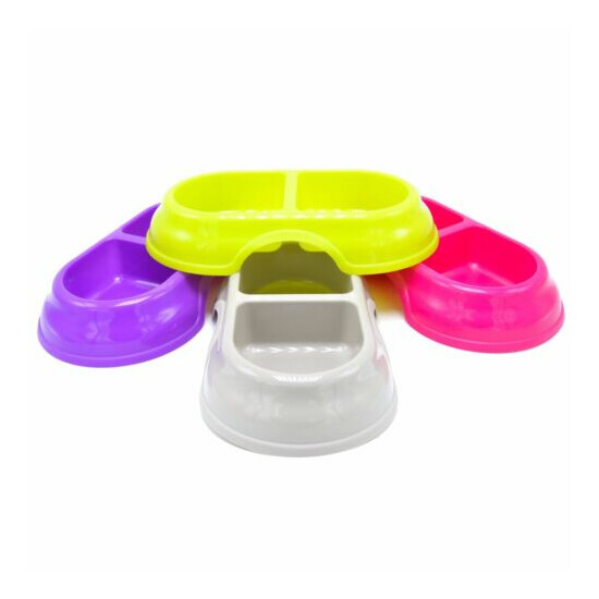 New double plastic bowl for cat, puppies 8 oz total.Good for Food and Water Dish image {1}