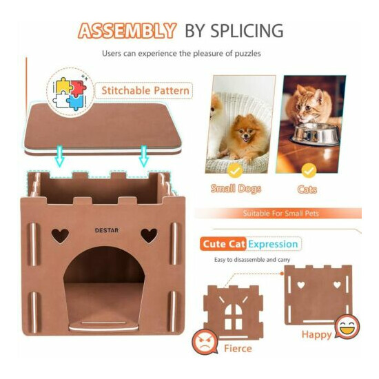 16.1'' Waterproof EVA 3D Jigsaw Puzzle Cat House DIY Kitty Shelter w/ Flat Roof image {2}