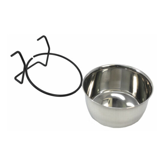 3442 Stainless Steel 10 oz Lux Hook Cup Bird Dog Animal Food Water Bowl Coop Pet image {1}