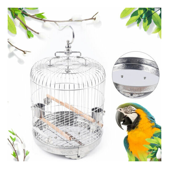 Stainless Steel Bird Cage Parrot Travel Carrier Hanging Cage Bird Perch Durable  image {1}