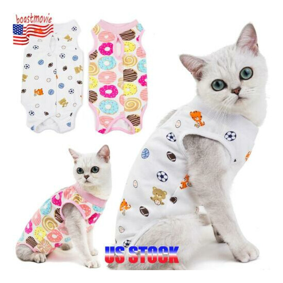 Cotton Pet Cat Surgery Clothes Recovery Puppy Small Dog Protection Suit S-XL US image {1}