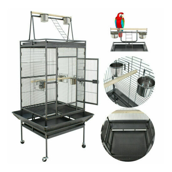 68" Large Bird Pet Cage Large Play Top Parrot Finch Cage Macaw Cockatiel Cage image {1}