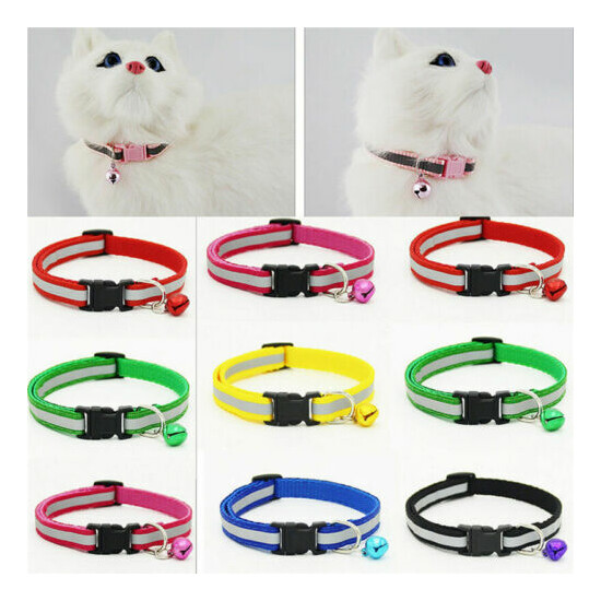 Cat Dog Collar Reflective Breakaway with Bell Colorful Kitten Puppy Pet Supplies image {1}