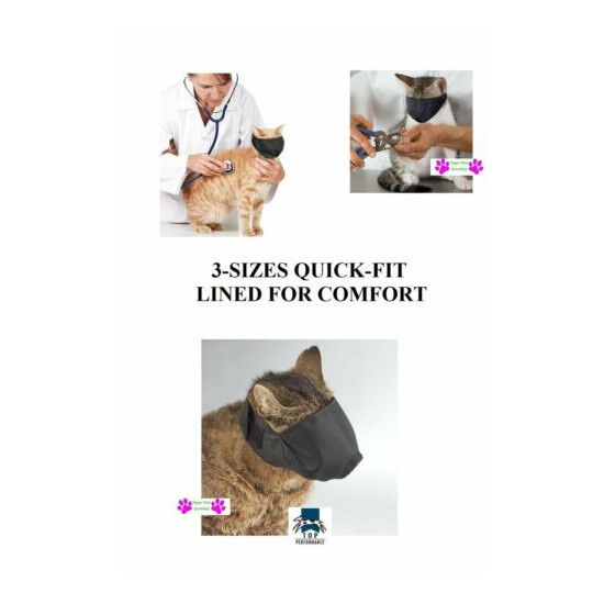 CAT Quick Easy-Fit Comfort LINED MUZZLE BLACK*3 SIZES GROOMING TRAINING Vet Meds image {1}