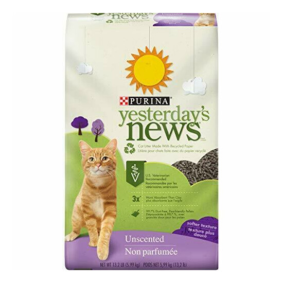 Purina Yesterday's News Non Clumping Paper Cat Litter Softer Texture Unscente... image {1}