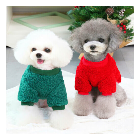 Christmas Dog Clothes Soft Fleece Dog Jacket Pet Coat Sweater Puppy Cat Jumper image {2}