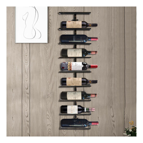 Wall Mounted 9-Bottle Wine Rack Display Simple Storage Space Saving Bar Organize image {1}