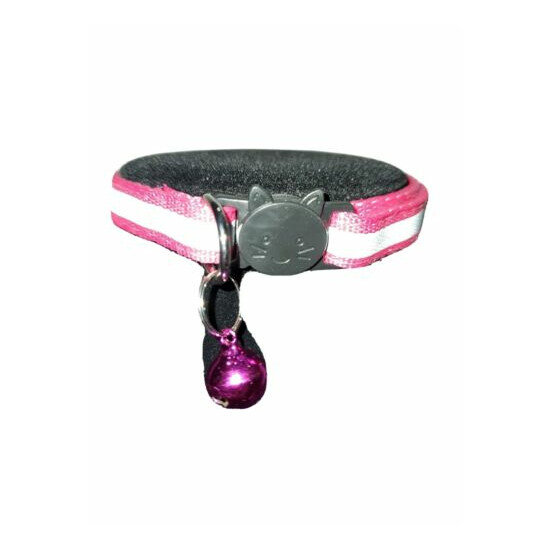ADJUSTABLE KITTEN CAT REFLECTIVE BREAKAWAY PET SAFETY COLLAR WITH BELL Pink image {2}