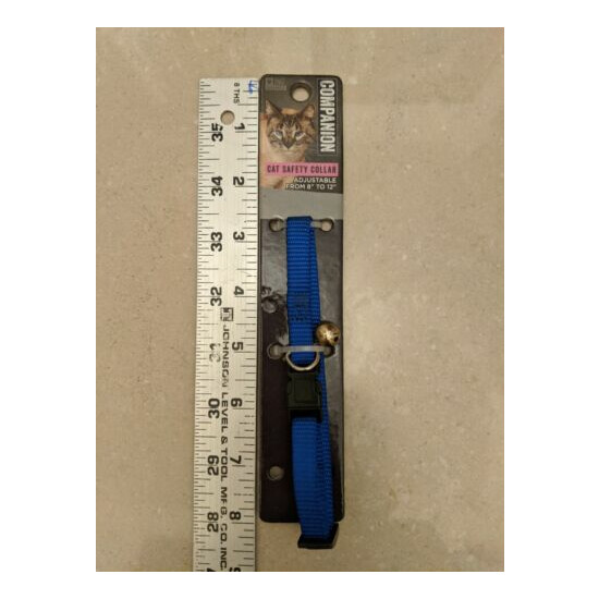 Companion Cat Safety Collar_adjustable 8"-12"_blue nylon collar_buckle_bell_NEW image {2}