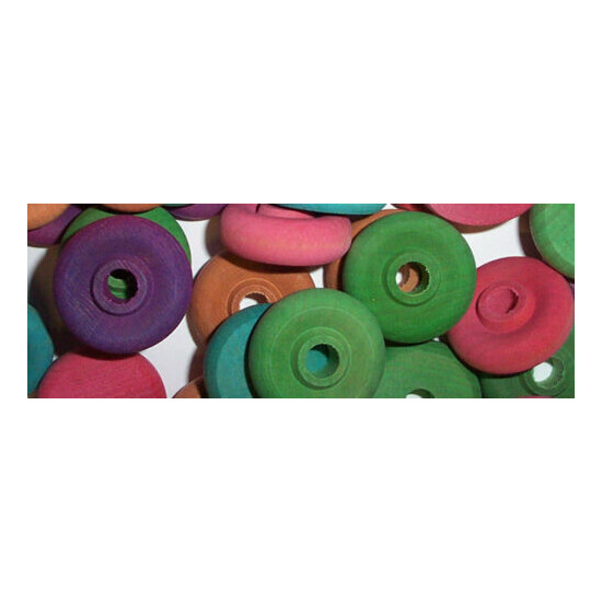 40 Bird Toy Parts 1" Colored Wood Wheels Parrot Toy Round Craft Parts W/1/4 Hole image {3}