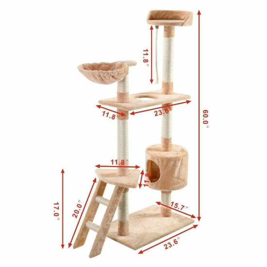 52/36/60/80" Cat Tree Tower Furniture Scratching Post Pet Cat Kitten Play House image {4}