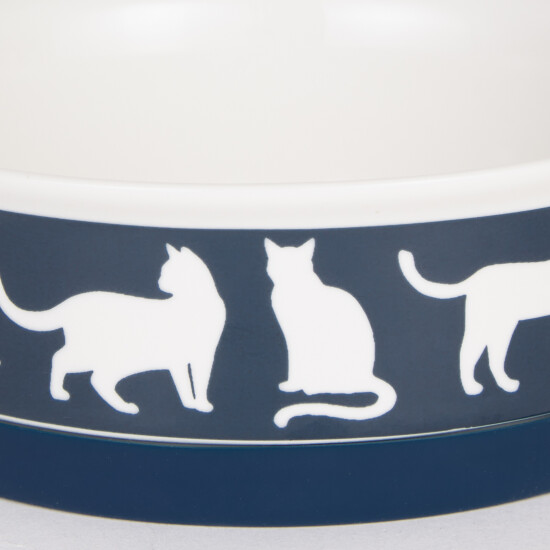 DII Pet Bowl Cats Meow Navy Small 4.25Dx2H (Set of 2) image {3}