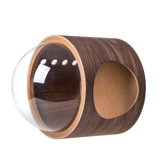 MyZoo Spaceship Gamma Wall Mounted Cat Bed Open on the Right- OAK image {3}